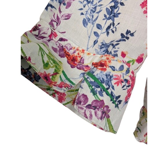 Chico's No Iron FreshChic 100% Linen Floral Print 3/4 Sleeve Button-Up Shirt 2 L - Picture 7 of 9